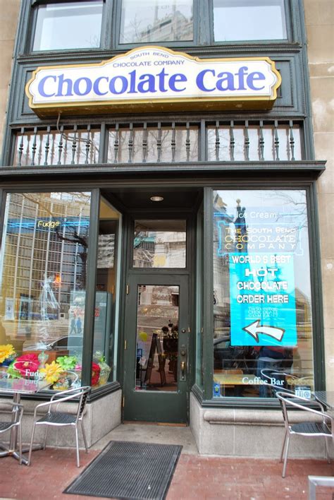 South bend chocolate cafe - Sep 21, 2018 · In The Museum. The Chocolate Museum is about more than South Bend chocolate. It’s home to one of the largest collections of chocolate memorabilia in the world. Some of the artifacts include a 1,300-year old Mayan chocolate pot. There are hundreds of tins, containers and chocolate boxes of all sizes. The collection also features American ... 